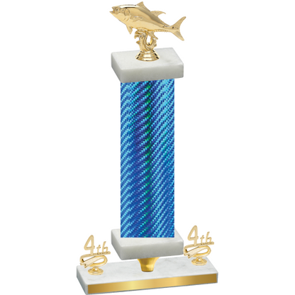 Premium Single Blue Carbon Fiber Fourth Place Fishing Trophy