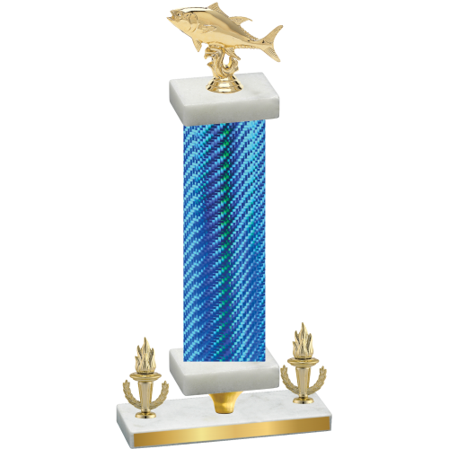 Premium Single Blue Carbon Fiber Victory Fishing Trophy