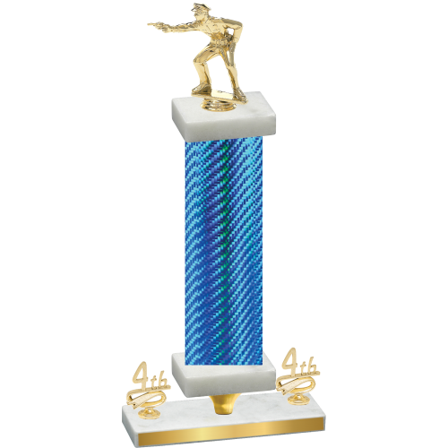 Premium Single Blue Carbon Fiber Fourth Place Shooter Trophy