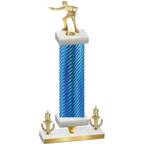 Premium Single Blue Carbon Fiber Victory Shooter Trophy