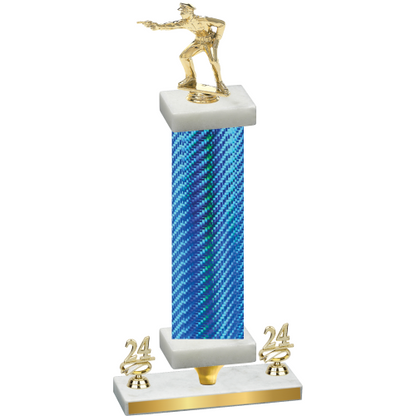 Premium Single Blue Carbon Fiber Year Shooter Trophy