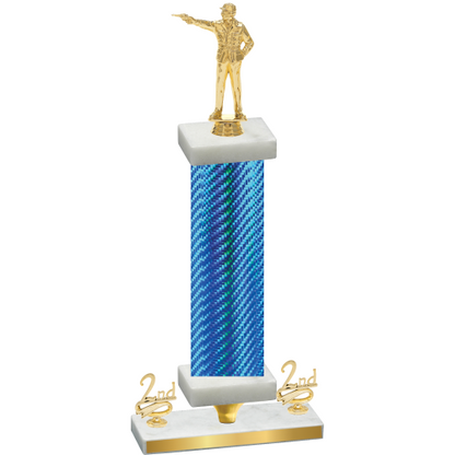 Premium Single Blue Carbon Fiber Second Place Shooter Trophy