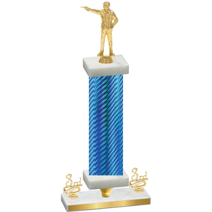 Premium Single Blue Carbon Fiber Third Place Shooter Trophy