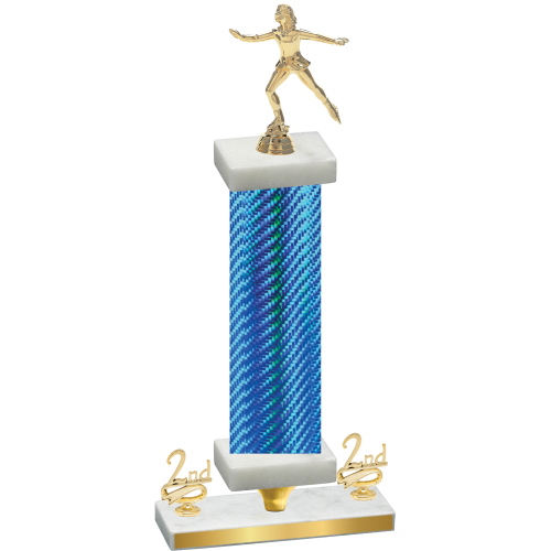 Premium Single Blue Carbon Fiber Second Place Skater Trophy