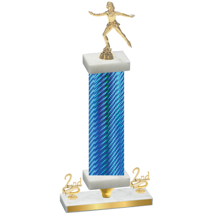 Premium Single Blue Carbon Fiber Second Place Skater Trophy