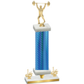 Premium Single Blue Carbon Fiber First Place Weights Trophy