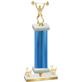 Premium Single Blue Carbon Fiber Second Place Weights Trophy