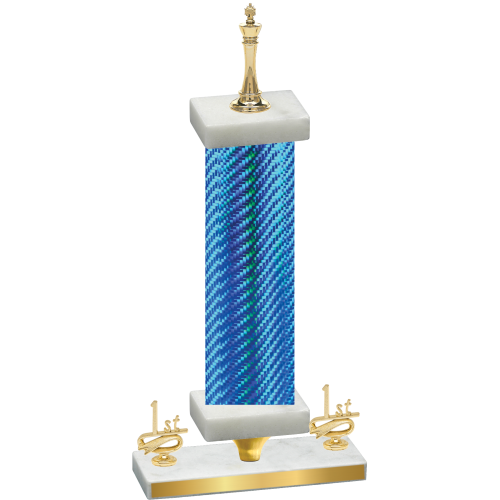 Premium Single Blue Carbon Fiber First Place Chess Trophy