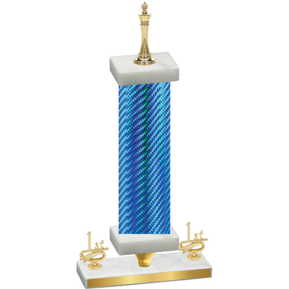 Premium Single Blue Carbon Fiber First Place Chess Trophy
