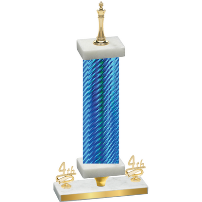 Premium Single Blue Carbon Fiber Fourth Place Chess Trophy