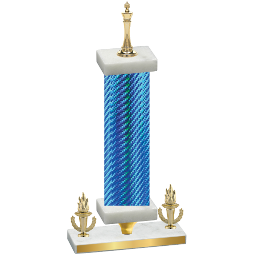 Premium Single Blue Carbon Fiber Victory Chess Trophy