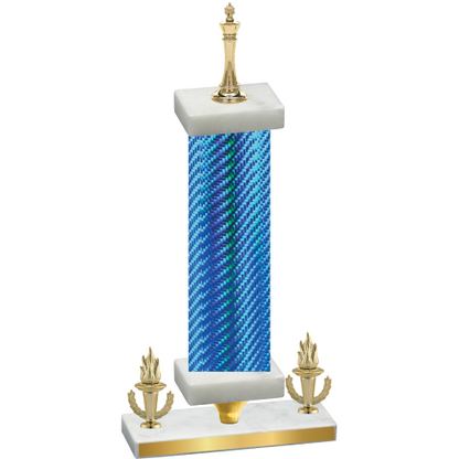 Premium Single Blue Carbon Fiber Victory Chess Trophy