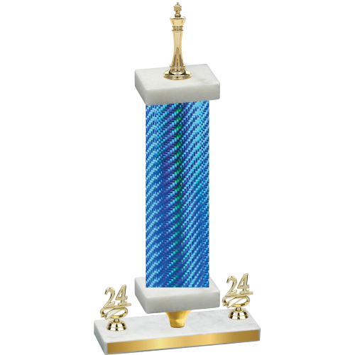 Premium Single Blue Carbon Fiber Year Chess Trophy