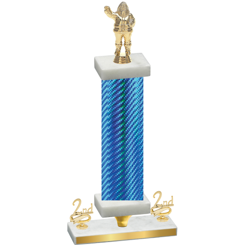 Premium Single Blue Carbon Fiber Second Place Holiday Trophy