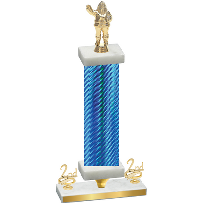 Premium Single Blue Carbon Fiber Second Place Holiday Trophy
