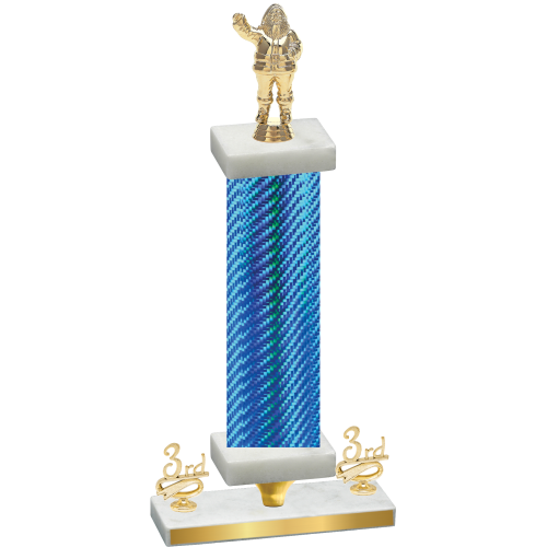 Premium Single Blue Carbon Fiber Third Place Holiday Trophy