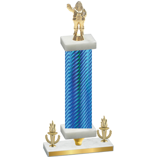 Premium Single Blue Carbon Fiber Victory Holiday Trophy