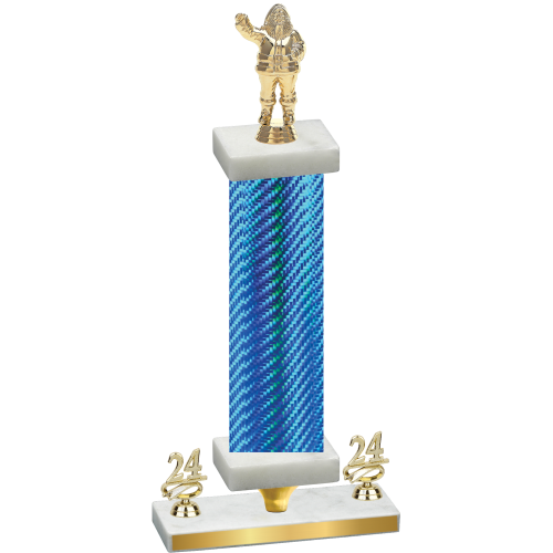 Premium Single Blue Carbon Fiber Year Holiday Trophy