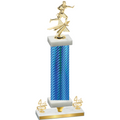 Premium Single Blue Carbon Fiber Fourth Place Flag Football Trophy
