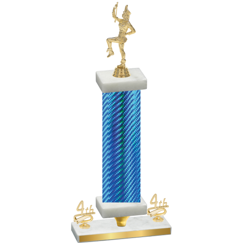 Premium Single Blue Carbon Fiber Fourth Place Majorette Trophy
