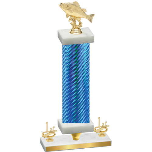 Premium Single Blue Carbon Fiber First Place Fishing Trophy