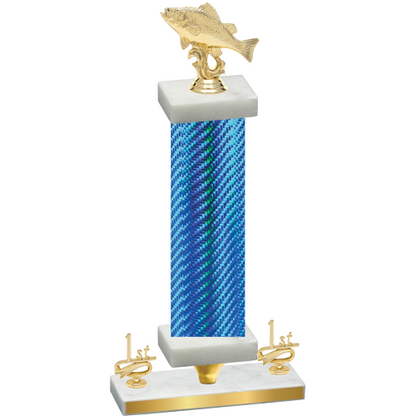 Premium Single Blue Carbon Fiber First Place Fishing Trophy