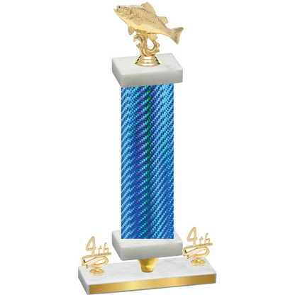 Premium Single Blue Carbon Fiber Fourth Place Fishing Trophy