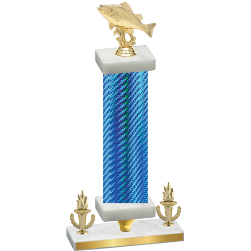 Premium Single Blue Carbon Fiber Victory Fishing Trophy