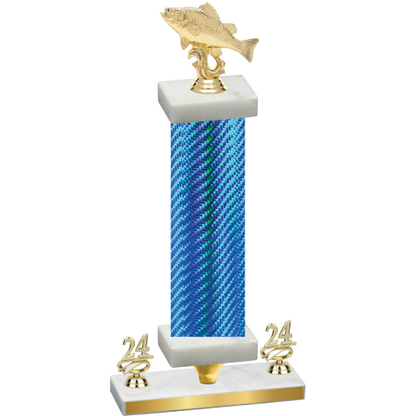 Premium Single Blue Carbon Fiber Year Fishing Trophy