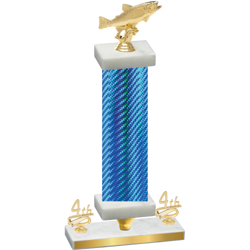 Premium Single Blue Carbon Fiber Fourth Place Fishing Trophy