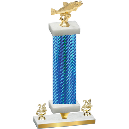 Premium Single Blue Carbon Fiber Year Fishing Trophy