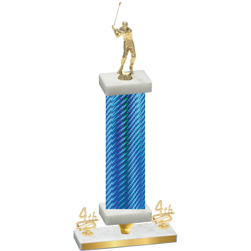 Premium Single Blue Carbon Fiber Fourth Place Golf Trophy