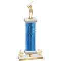 Premium Single Blue Carbon Fiber Fourth Place Golf Trophy