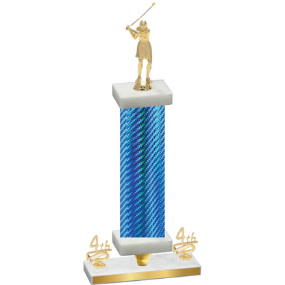 Premium Single Blue Carbon Fiber Fourth Place Golf Trophy