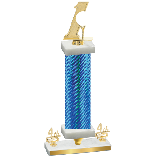 Premium Single Blue Carbon Fiber Fourth Place Golf Trophy