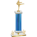 Premium Single Blue Carbon Fiber Fourth Place Karate Trophy