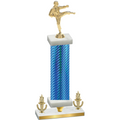 Premium Single Blue Carbon Fiber Victory Karate Trophy