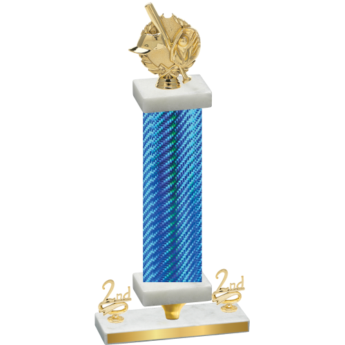 Premium Single Blue Carbon Fiber Second Place Baseball Trophy