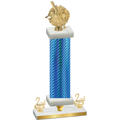 Premium Single Blue Carbon Fiber Second Place Baseball Trophy