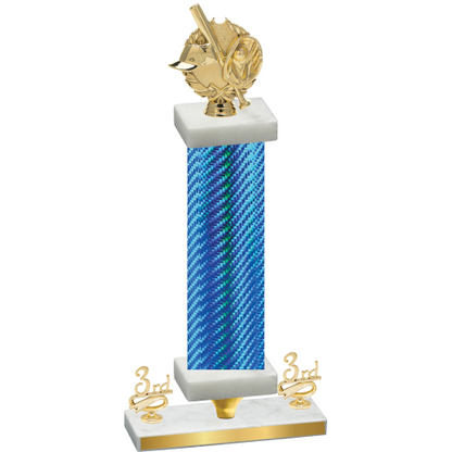 Premium Single Blue Carbon Fiber Third Place Baseball Trophy