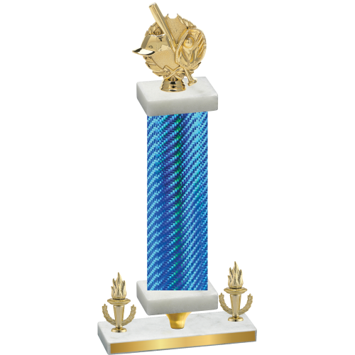 Premium Single Blue Carbon Fiber Victory Baseball Trophy