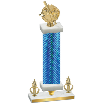 Premium Single Blue Carbon Fiber Victory Baseball Trophy