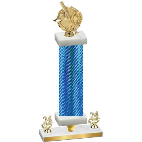 Premium Single Blue Carbon Fiber Year Baseball Trophy