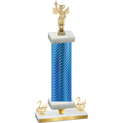 Premium Single Blue Carbon Fiber Second Place Academics Trophy