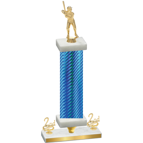 Premium Single Blue Carbon Fiber Second Place Baseball Trophy