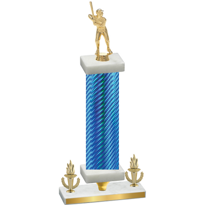Premium Single Blue Carbon Fiber Victory Baseball Trophy