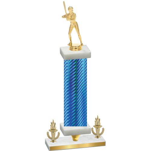 Premium Single Blue Carbon Fiber Victory Softball Trophy