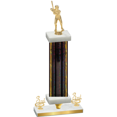 Premium Single Black Glacier Third Place Baseball Trophy
