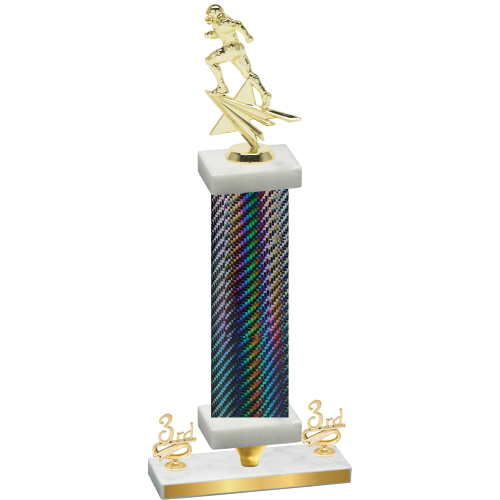 Premium Single Black Carbon Fiber Third Place Football Trophy