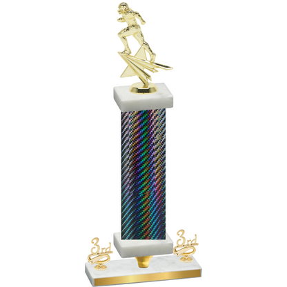 Premium Single Black Carbon Fiber Third Place Football Trophy